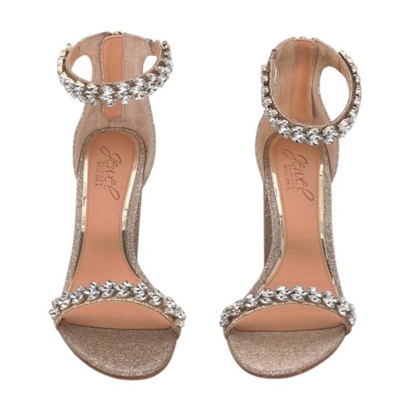 Jewel Badgley Mischka Womens Mayra Sandal, Gold Glitter, Size 6 M - Picture 5 of 8